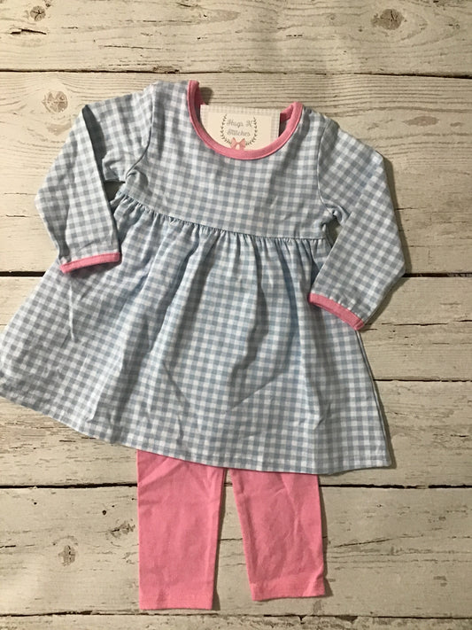 Blue Gingham and Pink Pant Set