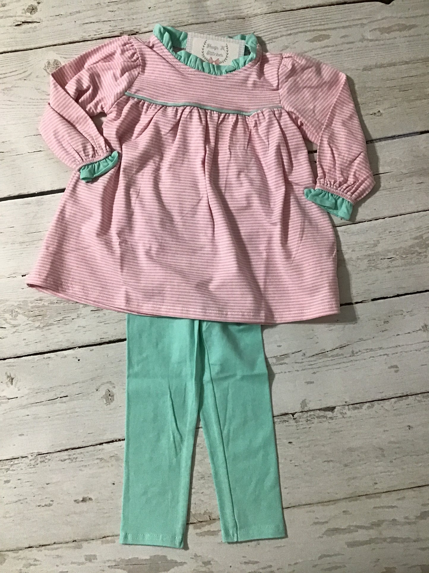 Pink Stripe and Mint Pant Set
