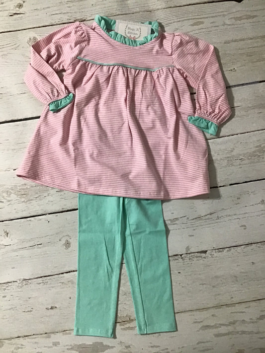 Pink Stripe and Mint Pant Set