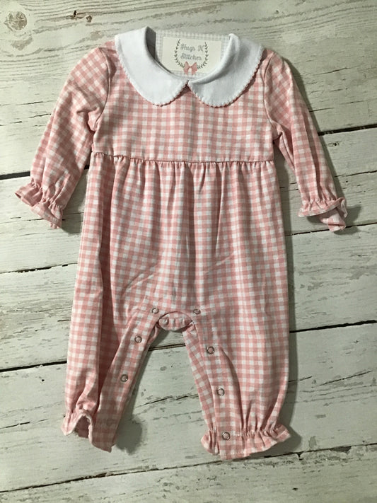 Pink Gingham Romper